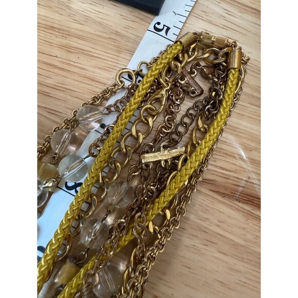 Vintage Multilayer Gold & Yellow Beaded Necklaces With Tassel , Set of Four - Picture 9 of 9